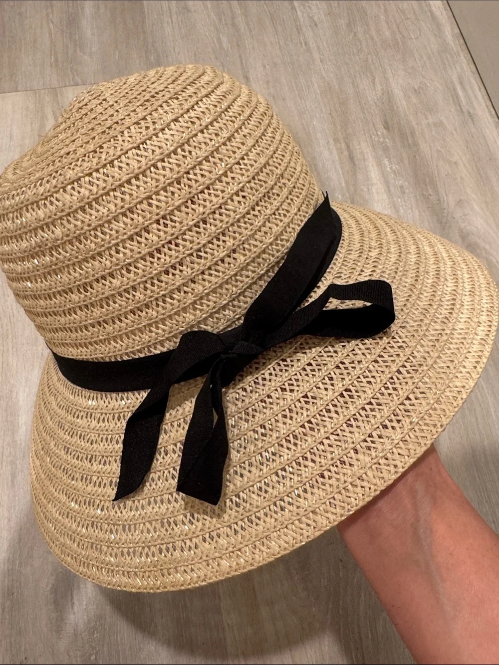 Women’s Straw Sun Hat with Black Bow